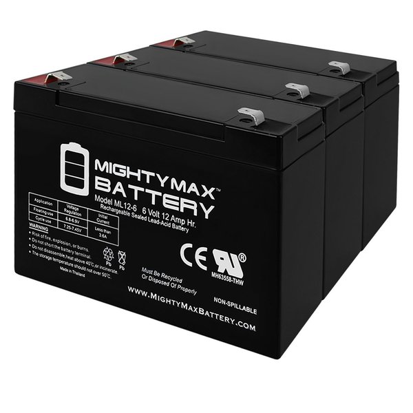 Mighty Max Battery 6V 12AH F2 Battery Replacement for Sure Light 26000304 12AA - 3PK MAX3896121